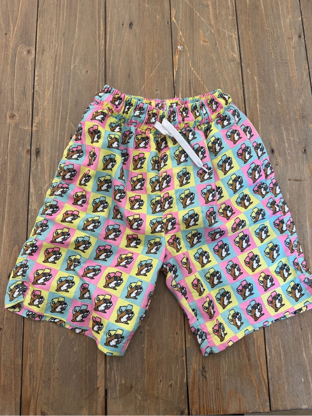 Buc-ee’s pastel checkerboard boys swim shorts small